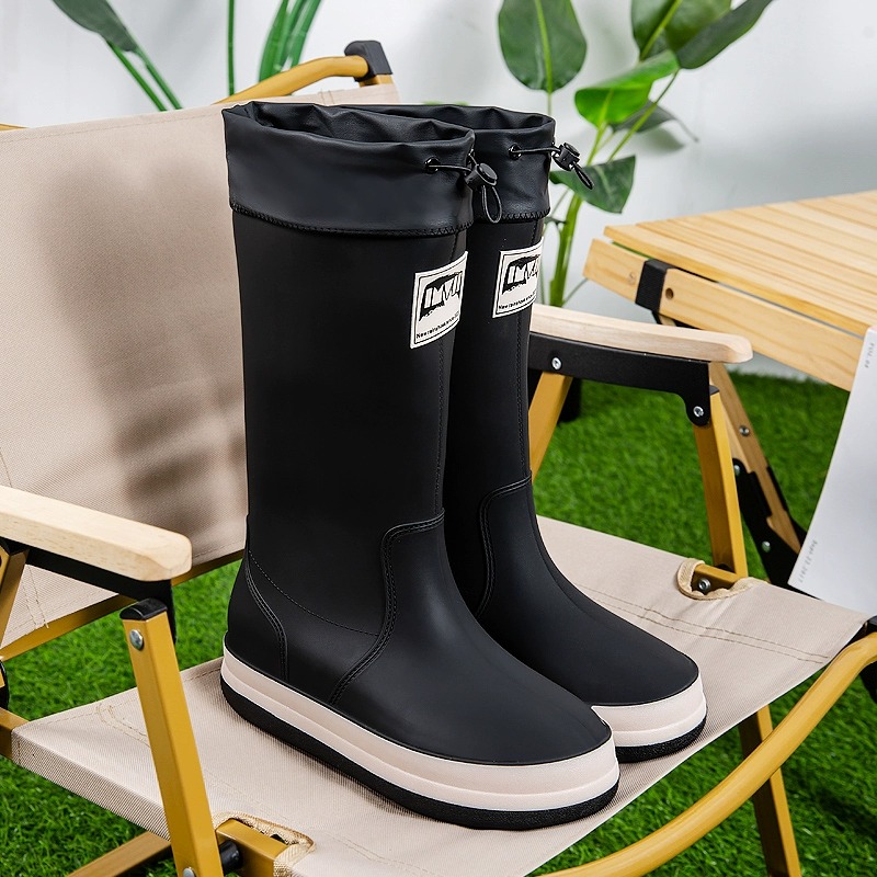 Fishing Boots - メンズハイチューブレインブーツ秋釣り防水滑り止めキッチン作業労働保護ゴム靴配達ライダーウォーターシューズ