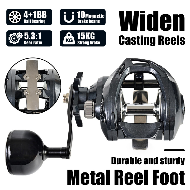 Kastking Reel Zephyr - ワイドボディ、大容量、ロングキャストフィッシングリール、メタルベアリング、メタルパネル、ライトソルトウォーター5.3速比、15キログラム