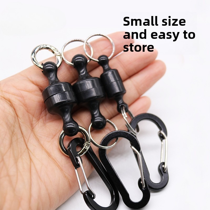Fishing Gloves - 釣り用グローブ、日よけテント、マグネットホルダー、登山用具、アウトドア用品に使える、黒色の磁石式バックルクリップ。