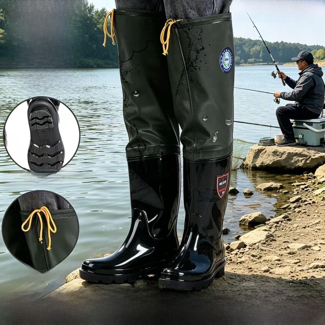 Fishing Pants Waterproof - 厚底オーバーニーレインブーツ メンズハイチューブウェーディングシューズ 釣り アウトドア 防水レッグパンツ 春秋冬