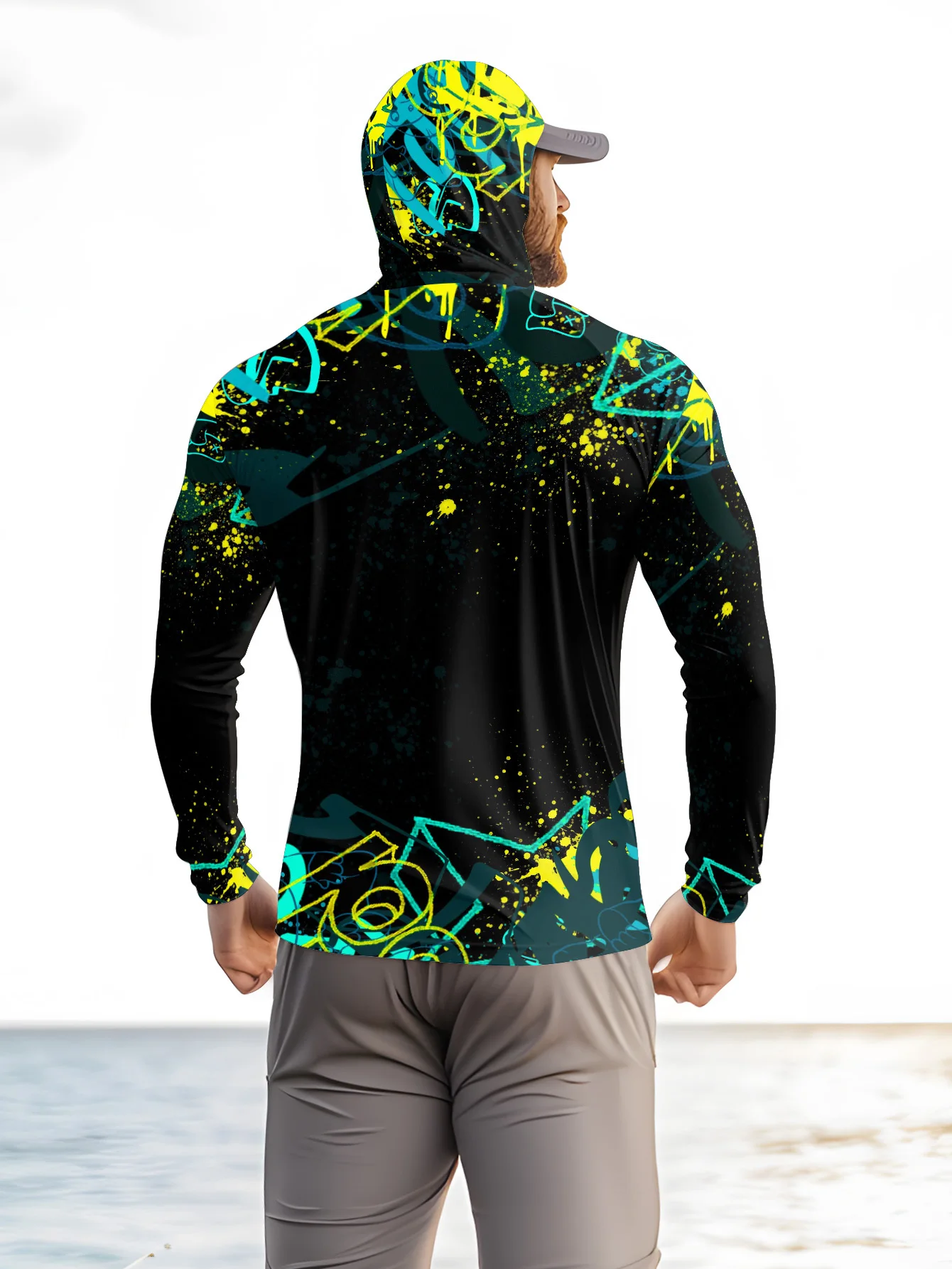 メンズ UPF50+ 釣り用フード付きシャツ、フェイスマスク - Fishing Mask Sun Protection のレビューと価格
