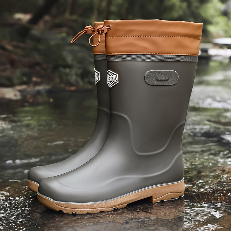 メンズハイカットカジュアルレインブーツ、四季対応、防水、滑り - Fishing Boots のレビューと価格