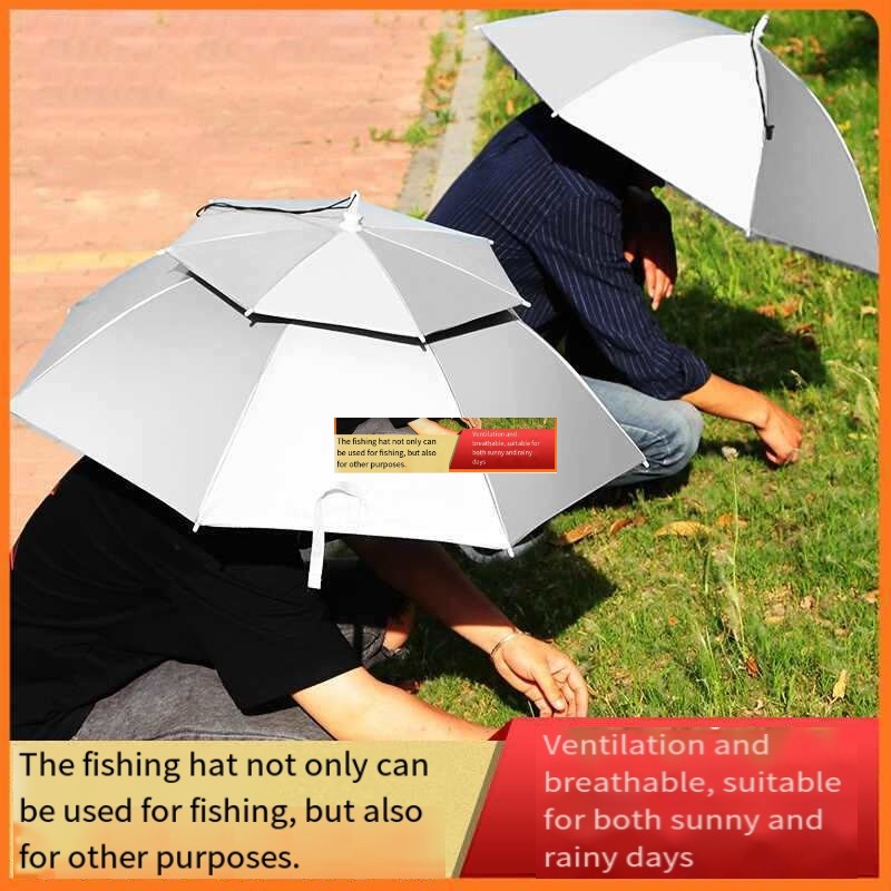 傘帽子 ヘッドマウント式二層大型日傘 防雨折りたたみ式オーバ - Fishing Hat のレビューと価格